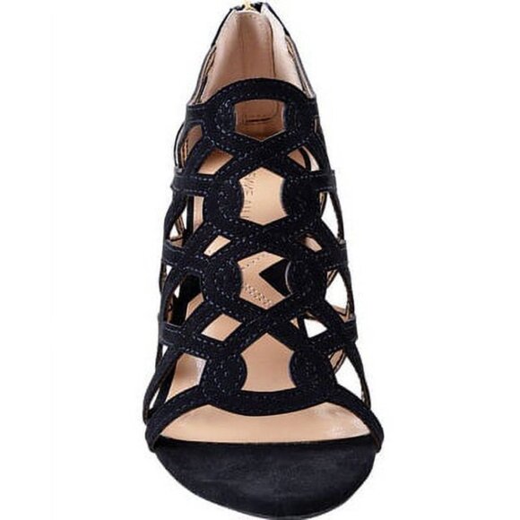 NEW $115 ADRIENNE VITTADINI ALBY BLACK SUEDE STRAPPY CAGE SANDAL - Picture 2 of 7